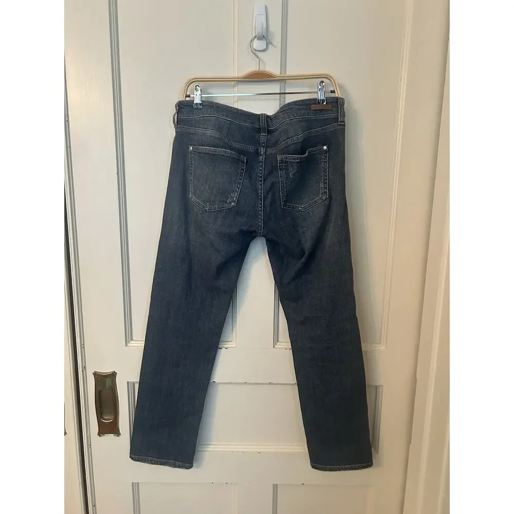 Pilcro Floral Embroidered Beaded Hyphen Straight Leg Jeans Womens Size 28 Blue